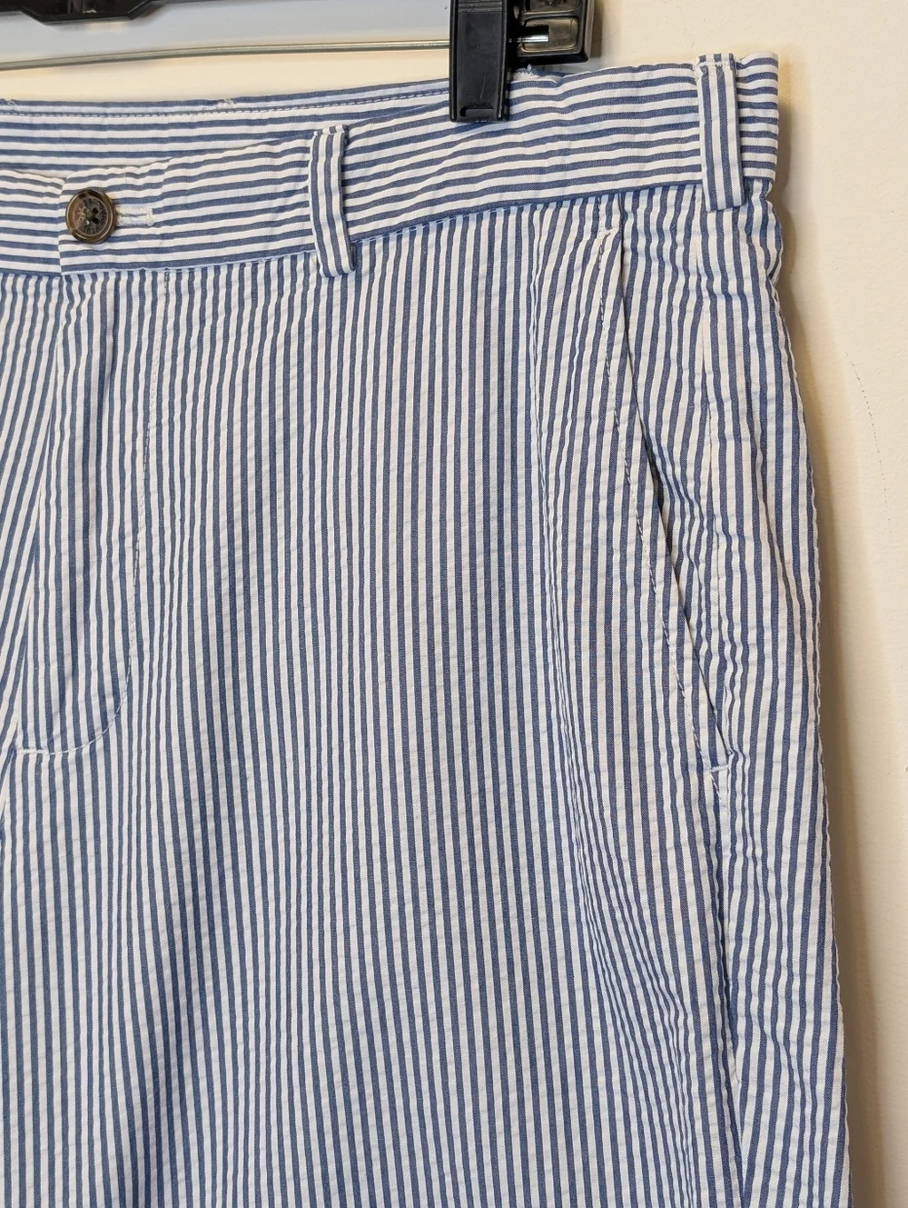 Brooks Brothers Seersucker Stripe Shorts Blue White Classic Preppy Cotton 36